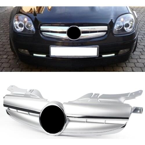 Car Front Grille Bumper Upper Racing Grilles 2-Pin Radiator Mesh Grill Grille For Mercedes Benz SLK-Class R170 W170 1998-2004