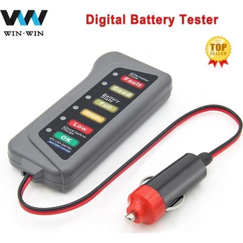 Car Auto Digital Battery Tester 12V Alternator State Check 6 LED Light Display Auto Diagnostic Tool Car Battery Tester Check