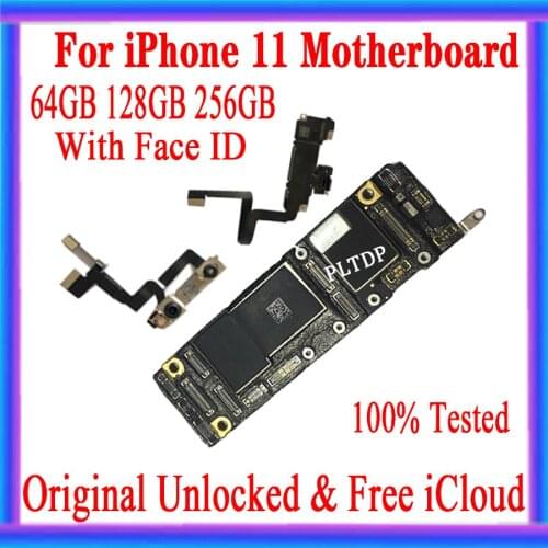Free iCloud For iphone 11 Factory unlocked motherboard with without Face ID for iphone 11 Mainboard with IOS System Logic board