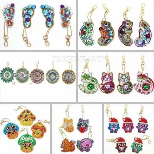DIY Diamond Keychain Special Shaped Full Diamond Painting Keyring Keychains Cross Stitch Embroidery Women Bag animal Key Chain