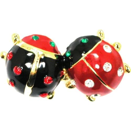 12pcs a lot Enamel insect brooch fashion brooch rhinestone female jewelry Two colors Together small ladybug brooch C102617