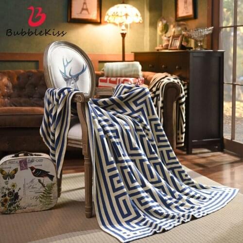 Bubble Kiss New Hot Sale Throw Blanket Stripe Knitted Blanket Nap Break Lazy Blanket Double-sided Air Conditioning Blanket