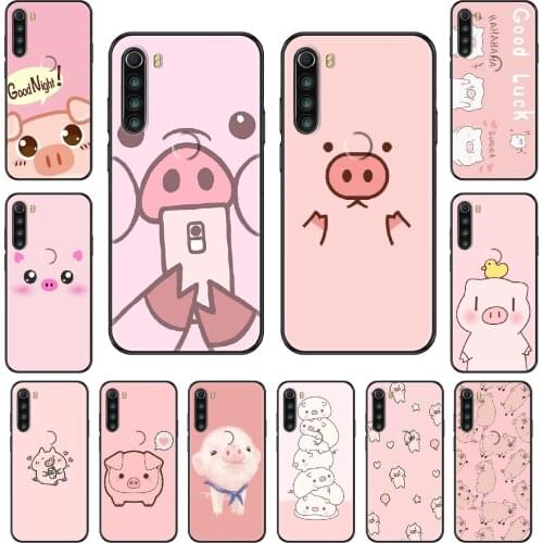 Pink Couples Cartoon Cute Pig Phone case For Xiaomi Redmi Note S2 4 5 6 7 8 A S X Plus Pro black trend cell cover tpu Etui