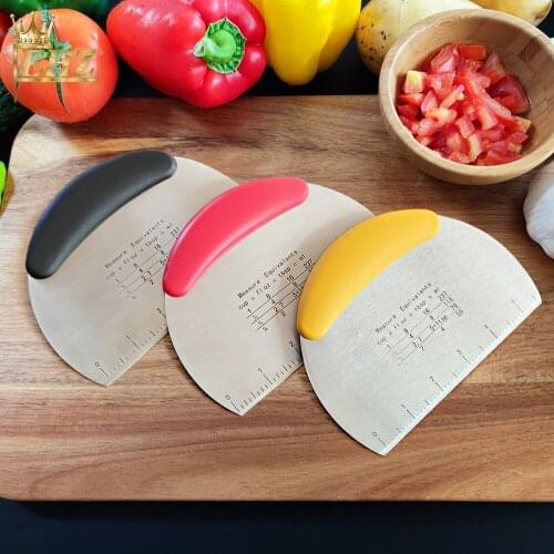 EHZ Stainless Steel Metal Griddle Scraper Chopper Good Grips Bench Scraper Pizza Pastry Dough Cutter with Measuring Scale