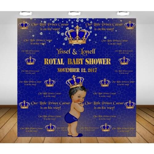 Custom gold king crown blue baby shower photo backdrop High quality Computer print party photography backgrounds