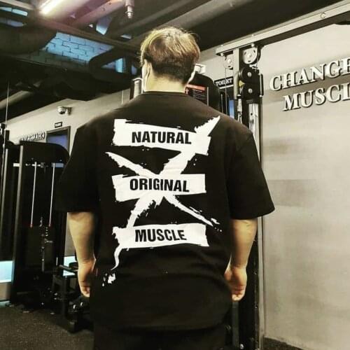 2021 New Loose hip hop Brand Gyms Sports T Shirt Men Cotton Short Sleeve Running Workout Training Tees Fitness Tops