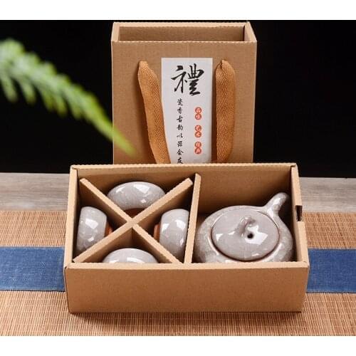 Ceramic tea set, teapot with 4 pcs teacup, travel set, ice crack tea set for travel. CHEAPEST gift set