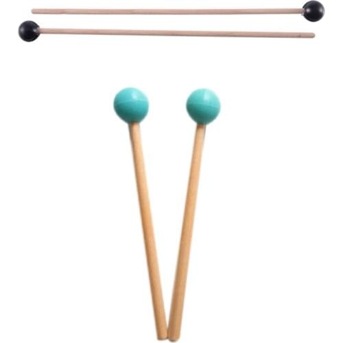 2Pcs Soft Rubber Head Sticks Wood Handle Bell Mallets for Glockenspiel Xylophone Bell Music Instruments Parts