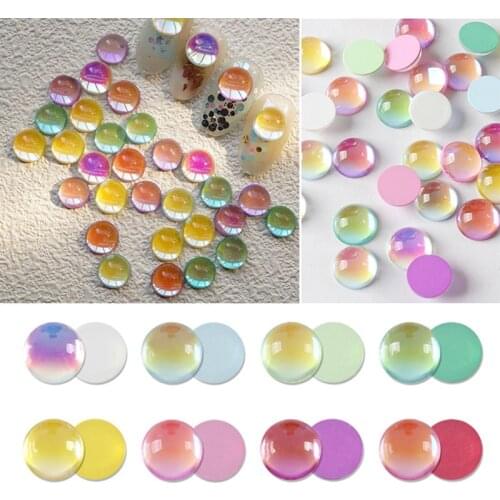 30/100pcs Mocha Round Nail Art Rhinestone Flat Thick Drop Shaped Candy Color Fingernail DIY Decoration Accessories