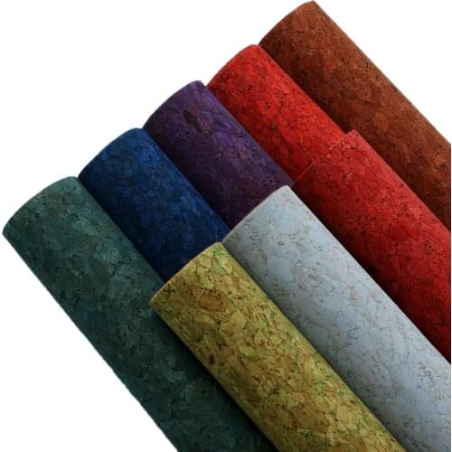 Colored Cork Fabric Faux Leather Sheets Solid Color Synthetic Leather Roll 50x140cm for Handbag Wallet Shoe Earring Making