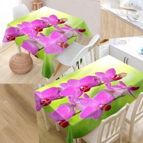 Best Custom Orchid Flower Table Cloth Rectangular Oxford Print Waterproof Oilproof Square Table Cover Party Tablecloth