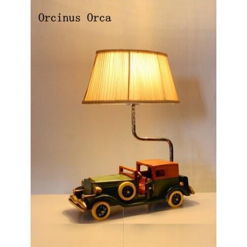 Cartoon Creative Retro-vintage Classic Car desk Lamp Boys Bedroom Childrens Room Lamp American Individual LED Car table Lamp