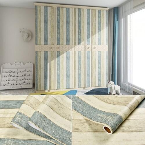 Retro Wood Grain Door Stickers Self Adhesive Wallpaper Vinyl Film Wardrobe Kitchen Cabinet Desktop Furniture Renovation Stickers