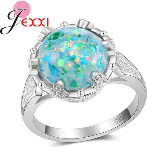 Bridal Women Wedding Engagement Rings Hot Sale AAAA Opal Prong Setting 925 Sterling Silver Women Girl Valentines Gift