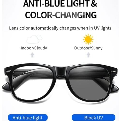 2020 Men Anti Blue Light Glasses Women Outdoor Photochromic Sunglasses TR90 Retro Optic Optical Frame Blue Blight Blocking Lens