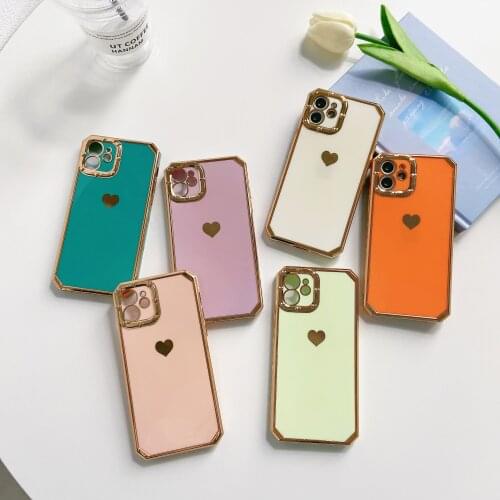 Luxury Plating 3D Love Heart Phone Case For iPhone 12 11 Pro Max XR X XS Max 7 8 Plus SE2020 Shockproof Soft Silicone Back Cover