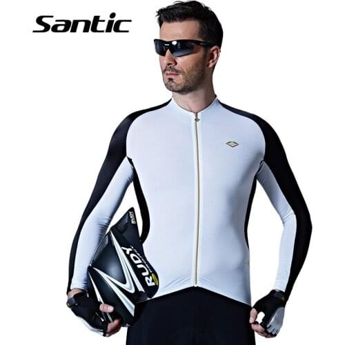 Santic Spring Summer Bicycle Jersey Men Long Sleeve Cycling Jersey High Elastic Breathable Road Mountain Bike Shirt Clothing