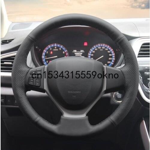 DIY Black Leather Car Steering Wheel Cover for Suzuki CELERIO S-CROSS SX4 2013 2014 Suzuki Vitara 2015