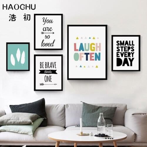HAOCHU Modern Minimalist Typography Inspirational Letters Small Steps Every Day Canvas Painting Wall Picture Poster Home Decor