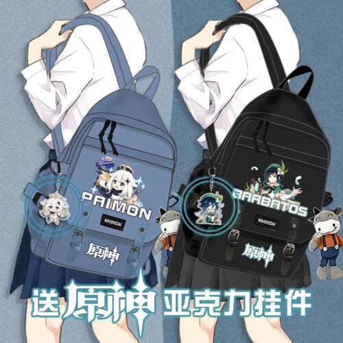 Anime Genshin Impact Diluc Barbara Fashion School Bag Men Women Student Cartoon Casual Backpack Messenger bag Xmas Gifts
