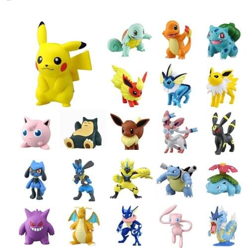 TAKARA TOMY Genuine Pokemon EMC Pikachu Bulbasaur Squirtle Charmander Gyarados Greninja Snorlax Flareon Action Figure Model Toys
