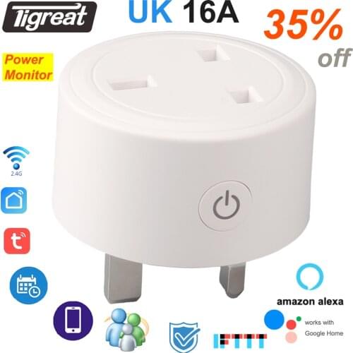 Tigreat Wifi Socket UK Smart Plug Timer Remote Control Power 16A WI-FI Switch alexa google home Tuya Wireless Outlet Adapter