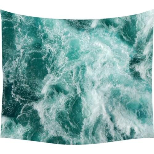 Sun Sea Tapestry Ocean Beach Wall Hanging Water Landscape Beach Decoration Blue Cloud Blue Frothy Blanket Polyester Handmade