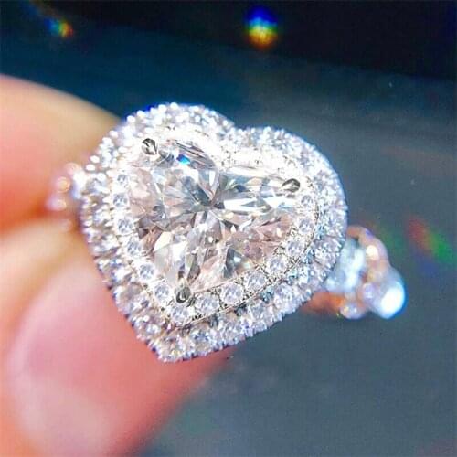 CAOSHI Attractive Women Heart Ring Crystal Shine Bridal Wedding Accessories Aesthetic Jewelry Elegant Delicate Female Whole Sale