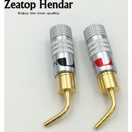 100Pcs 24K Gold Nakamichi Speaker Pin Angle 2mm Banana Plugs Speaker Wire with Screw Lock Connector