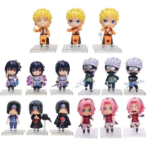 3pcs/set Naruto and Sasuke Figure Hatake Kakashi Sasuke Uchiha Itachi Anime Cartoon Q Version Action Figure PVC Toys Kids