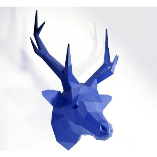 3D Deer Head Wall Paper Craft Low Poly Wall Decor Paper Model Party Photography Props Video Props Art Decoration Adult DIY Toys
