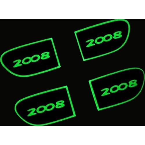 4 PCS/SET Car Inner Door Handle Bowl Sticker for Peugeot 2008 2014 - 2017 Car Interior Accessories Luminous Hand Bowl Trim