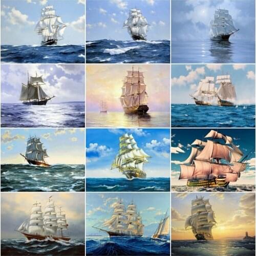 5D DIY Diamond Painting Ship Diamond Embroidery Full Display Scenery Mosaic Cross Stitch Kits Picture Cross Stitch Kits Wall Art