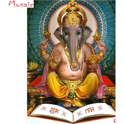 5D DIY Diamond Painting Cross Stitch kit square Diamond EmbroideryLord Ganesha Painting Ganesha Art Hindu Indian Yoga buddha