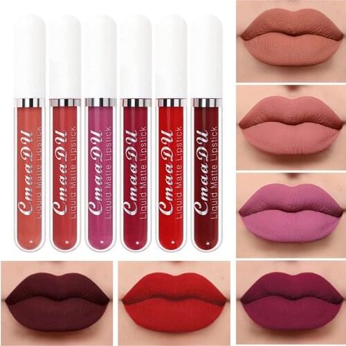 6 Colors/Set Lip Gloss Sets Diamond Shimmer Glitter Loss Matte To Velvet Liquid Lipstick Waterproof Diamond Pearl Colour Make Up