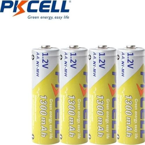 4Pcs PKCELL AA Rechargeable Battery 1.2V NIMH 1300mah Battery 1000Cycle Time For Digital Camera