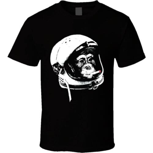 Astronaut monkey t-shirt funny tee smoking