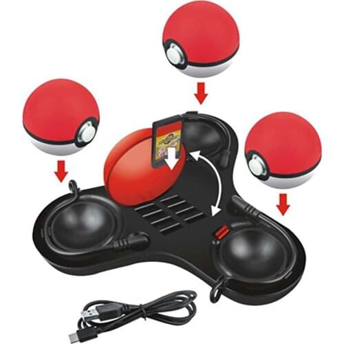 Bevigac 3 in 1 Charging Holder for Nintend Switch Pokeball Plus Controller Charger Dock Stand with Game Card Storage Case
