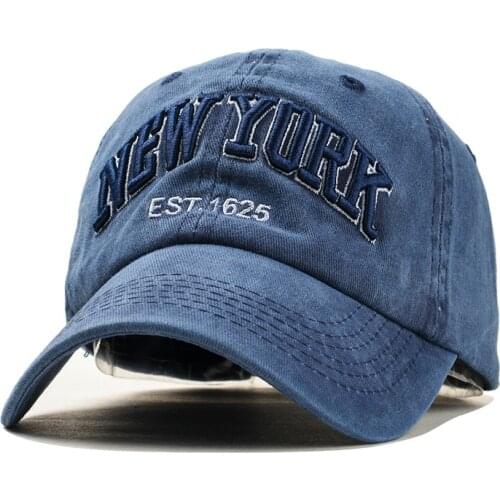 Sand washed 100% cotton baseball cap hat for women men vintage dad hat NEW YORK embroidery letter outdoor sports caps