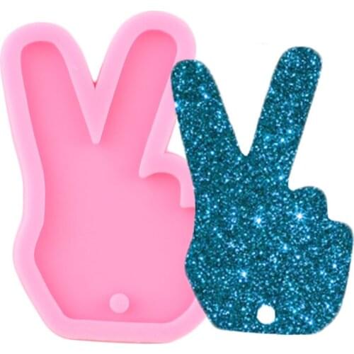 Shiny Peace Hand Molds DIY Sign Language for Pendant Epoxy Resin Molds Keychain Silicone Mold Craft Key Ring Decoration