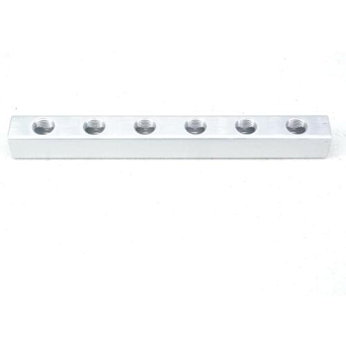1/4" BSP 20*20mm 6 Way 9 Port Pneumatic Solid Aluminum Quick Connector Manifold Block Splitter Hose Plug Socket Base