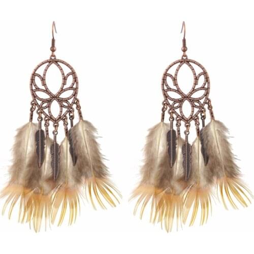 Bohemian Feather Tassel Earrings For Women 2019 Ohrringe Geometric Drop Vintage Statement Earrings Boho Indian Jewelry Kolczyki