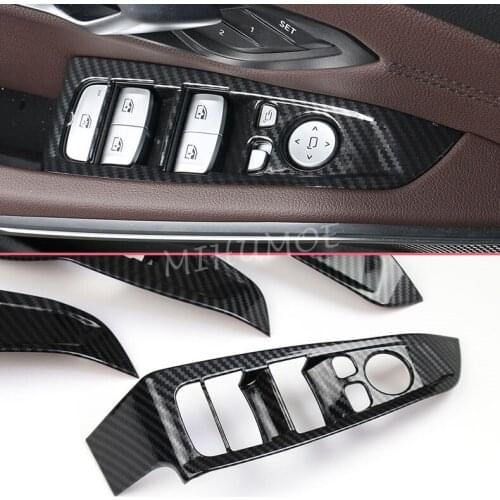 FOR BMW 3-Series G20 Sedan G21 Wagon 2019 2020 LHD Carbon Fiber Interior Side Window Switch Panel Cover Trims Accessories