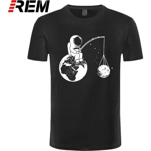 Men T Shirt Street Men T-shirt Comfortable Fabric Short Sleeve Casual 100% Cotton Funny Design Astronaut Printing O-neck Knitted