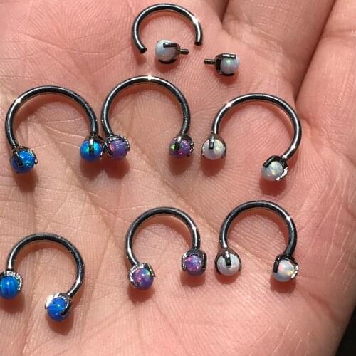 ASTM F136 Titanium Opal 16g Internal Thread Piercing BCR CBR Circular Barbell Horseshoe Ring Nose Hoop Ear Cartilage Tragus