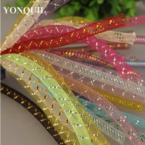 Metallic 4MM Tubular Horsehair Crinoline Tube Crin Net Fabric Trimming For Wedding DIY Hair Accessories 100Yds/Lot 24 Colors