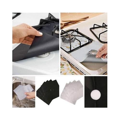 Reusable Aluminum Foil 4pcs/lot Gas Stove Protectors Cover/Liner Reusable Non Stick Silicone Dishwasher Safe