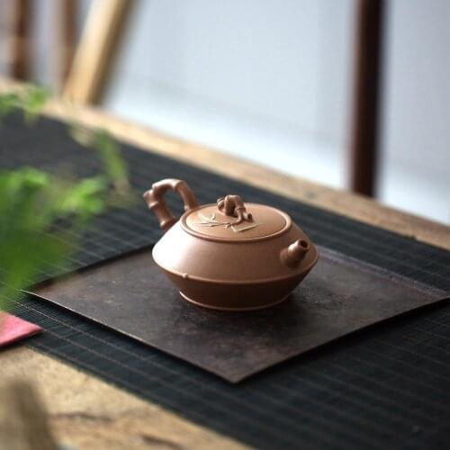 Monohydrate hall yixing recommended undressed ore handmade household teapot tea set suits old mud static bamboo 285 ml