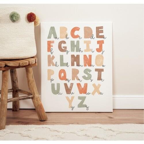 Cartoon Alphabet Number Learning Education Wall Art Print paper Canvas Painting Nordic Poster Home Decor Pictures Baby Kids Room