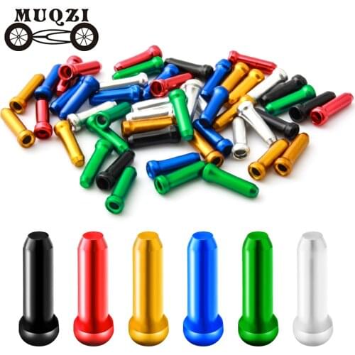 MUQZI 50pcs Bike Bicycle Brake Derailleur Shifter Inner Cable End Caps 6 Colors Fits All Brake And Derailleur